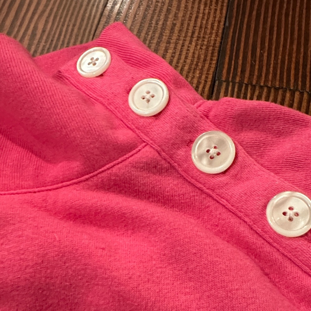 J. Crew Vibrant Pink Wide button-collar pullover sweatshirt in cloudspun fleece - Picture 4 of 9